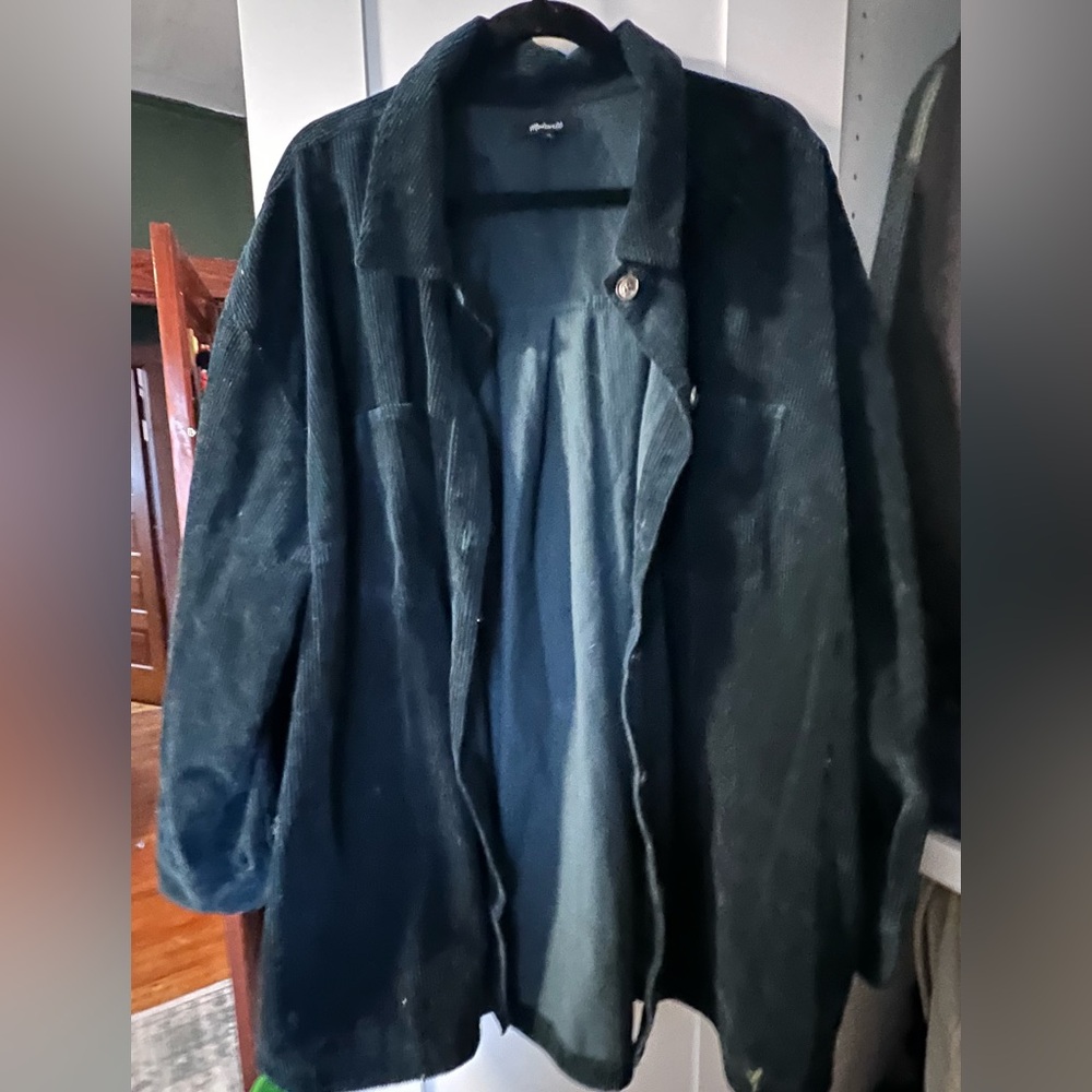 Madewell Dark Green Corduroy Button-Down Shirt Jacket